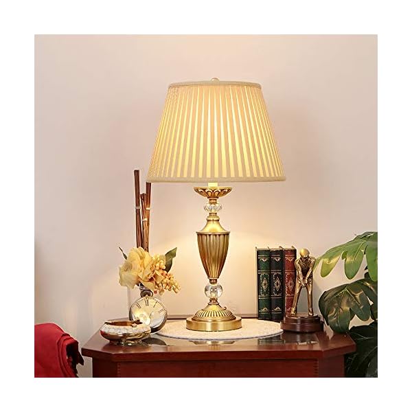 Modern Dimmable H65 Copper Interior Table Lamp Elegant Bedroom Bedside 2 Packs Table Lamp Villa Living Room Study Crystal Decorative Table Lamp for E27 Light Source Decor - Image 4