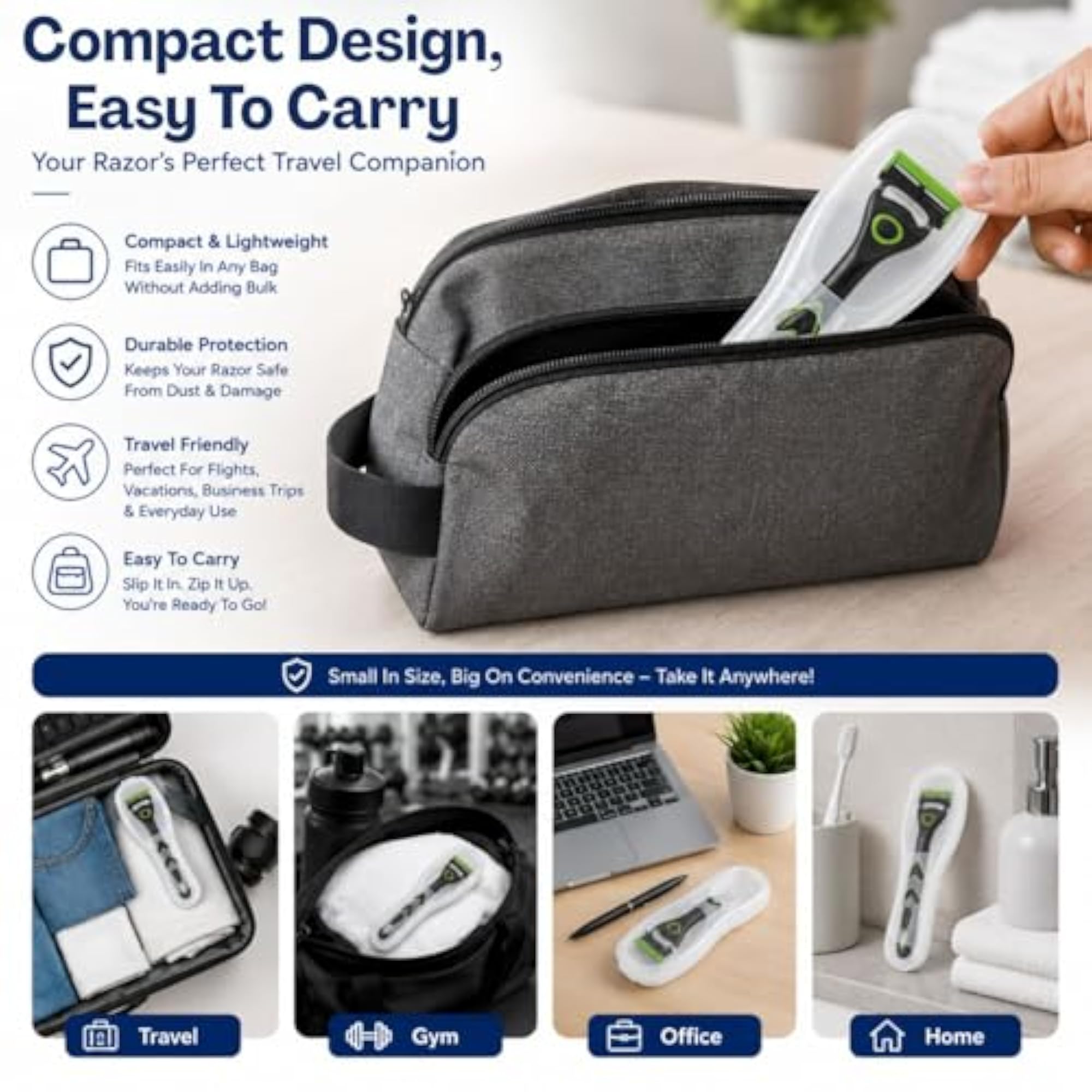 Protective Razor Storage Case, Compact Travel Box
