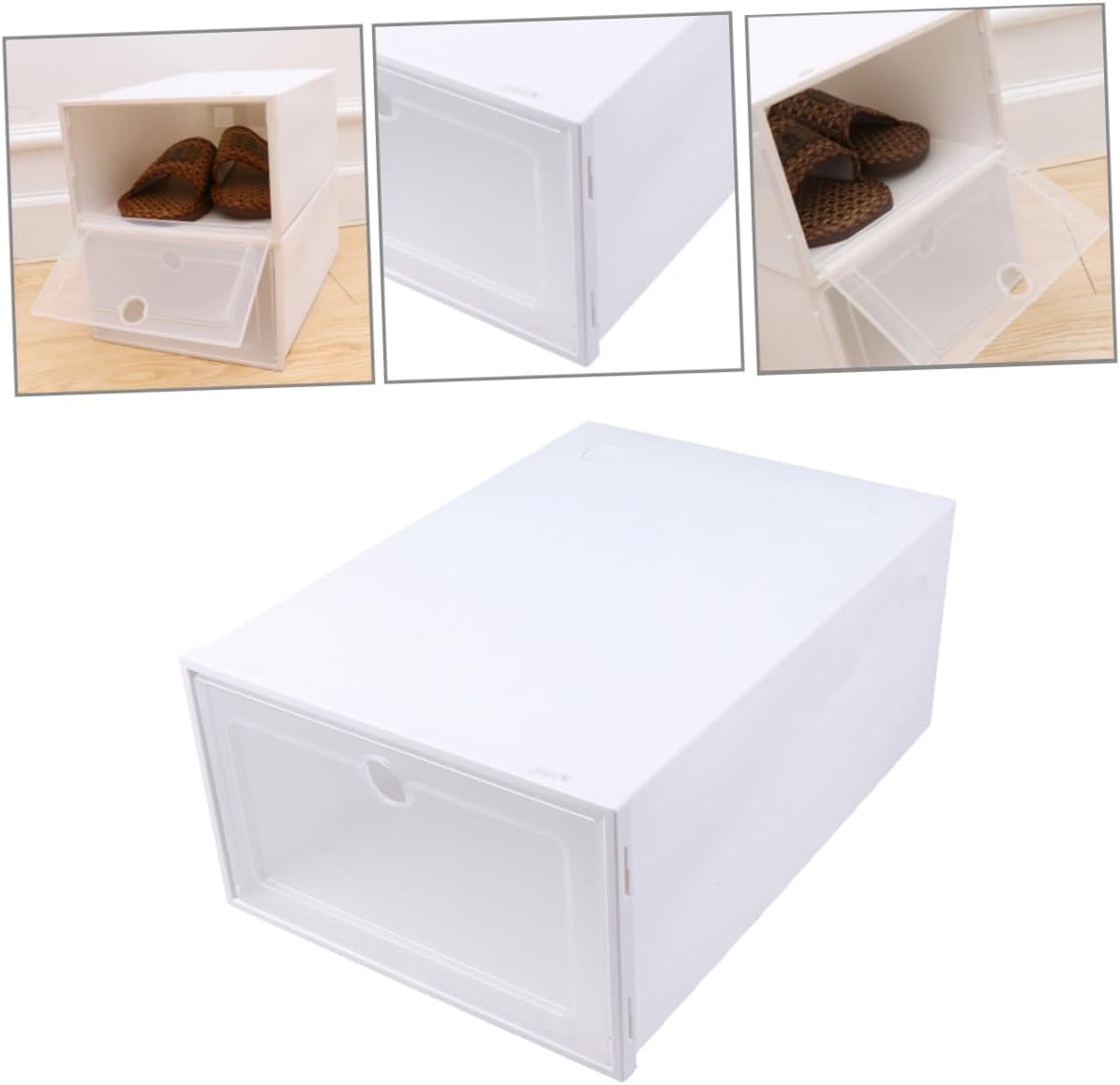 6pcs Shoes Organizer Storage Box Plastic Shoe Box Lids Stackable and Space Saving Easy to Use