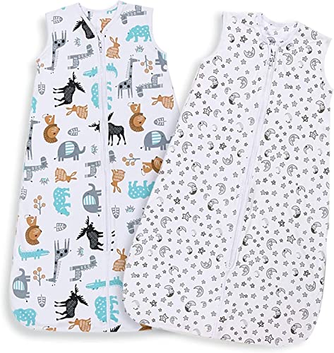 Lictin Baby Sleeping Bag 0.5 Tog, 100% Cotton, Adjustable 85-105cm