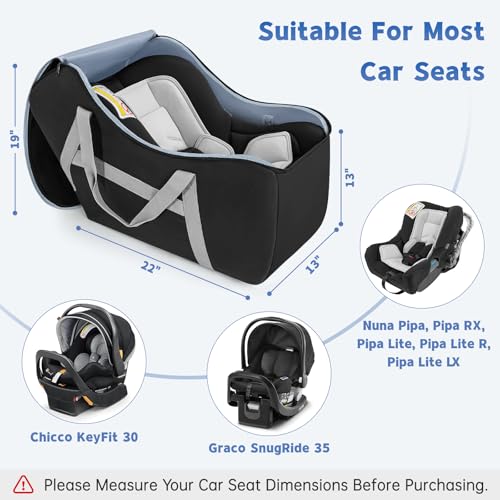 Image of Padded Car Seat Bag Compatible with Most Nuna Pipa Car Seats UPPAbaby MESA V2 without Base & Chicco KeyFit 30 and Base, Car Seat Travel Bag for Airplanes,Black