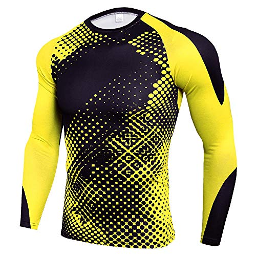 QIHERIYONGPIN Athletic Workout Long Sleeve Compression Skinny T-shirt Men Running Sport Quick Dry Shirt Male Gym Fitness Workout Tee Tops Clothing (Color : C6, Size : XXXL)