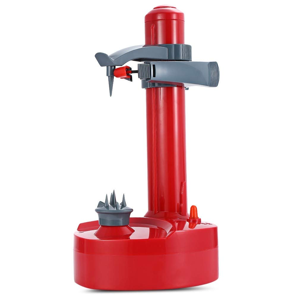 New Multifunction Automatic Stainless Steel Electric Peeler for Fruit Vegetables with Two Spare Blades Potato Peeling Machine,Red