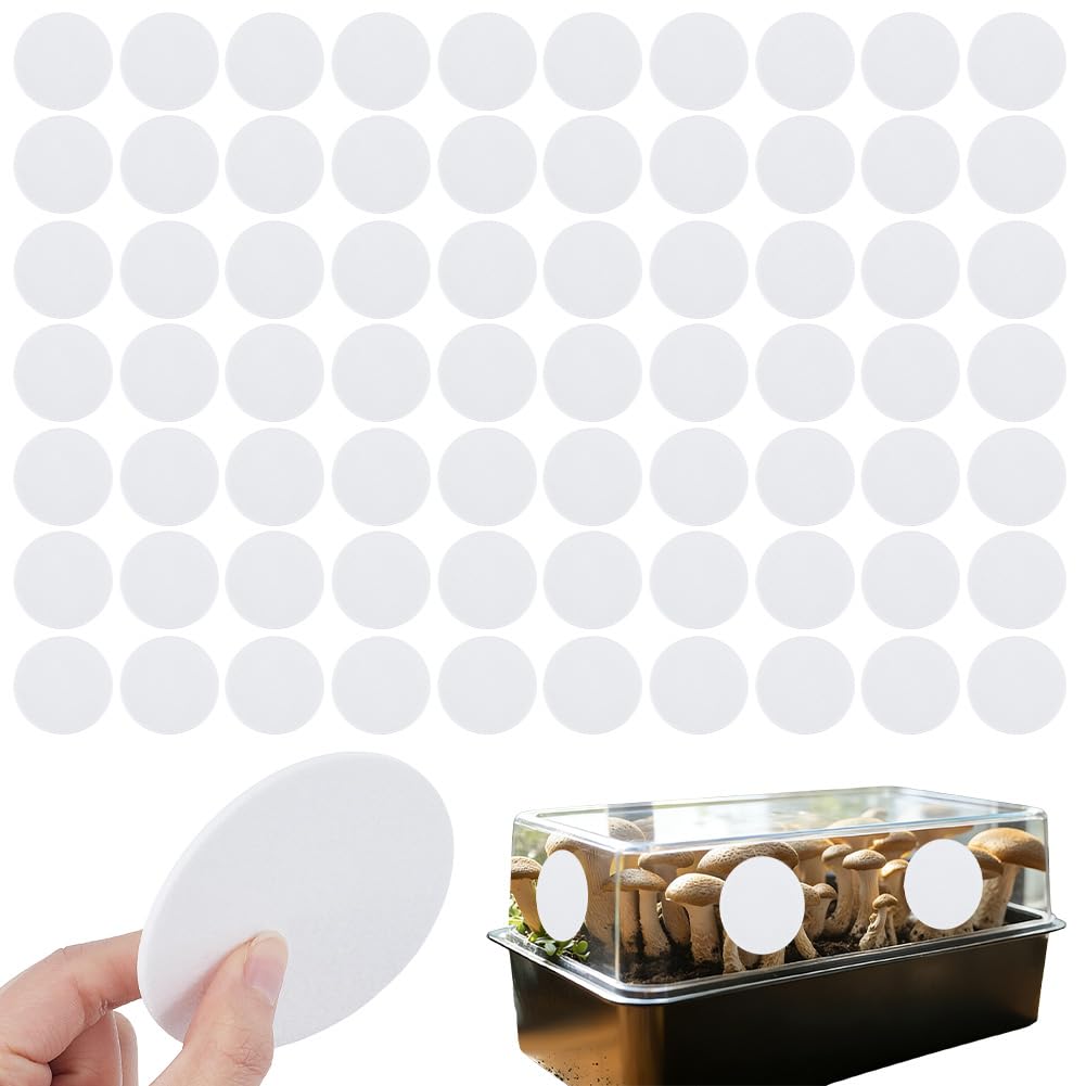 FREEBLOSS 72pcs Monotub Adhesive Filter Disks Filter Patches Mycology Mushroom Growing Supplies for Mushroom Monotub 7.2cm/2.8inch