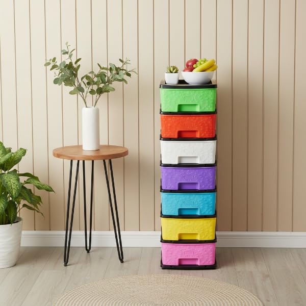 Image of Plastic Modular Drawer Storage Chest Of Drawers Organizer Storage Box, Large Stomo Racks For Multipurpose Anti-slip Shoes Organizers (Multi, 7 Layer)