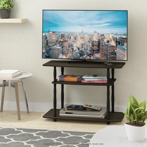 Image of Furinno Turn-N-Tube No Tools 3-Tier Entertainment Center TV Stand for TV up to 32 Inch, Plastic Classic Tubes, Espresso /Black