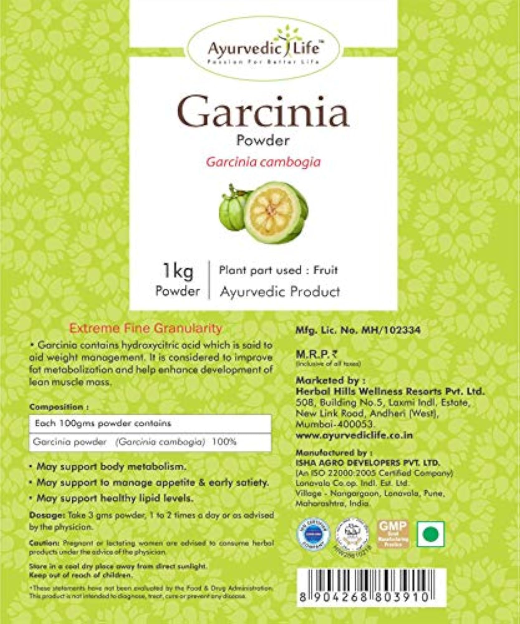 Garcinia Powder, 1 Kg Value Pack of 4