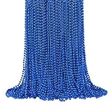 SHAOQINLIN 144 PCS Blue Mardi Gras Beads, Blue Bead Necklaces, Christmas Necklaces, 4th of July Beaded Necklaces, Party Beads for Patriotic Day, Mardi Gras, Christmas, Carnival Party Favors