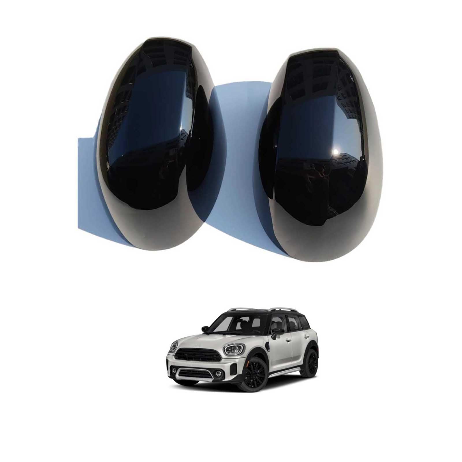 2 Piezas Coche Cubiertas de Repuesto para BMW Mini F60 Countryman 2020-2024, Tapa del Espejo Retrovisor del Coche Carcasa Espejo Retrovisor,Gloss Black