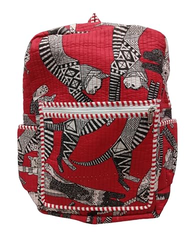 Image of Doraya Cotton Quilted Unisex Backpack Hand Block Floral Printed Design Stylish Eco-Friendly Bag for School, Travel, and Everyday Adventures