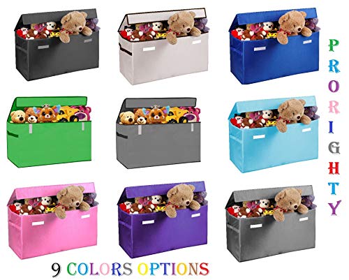 Collapsible Toy Chest for Kids (XX-Large) Storage Basket w/Flip-Top Lid | Toys Organizer Bin for Bedrooms, Closets, Child Nursery | Store Stuffed Animals, Games, Clothes (Pink)