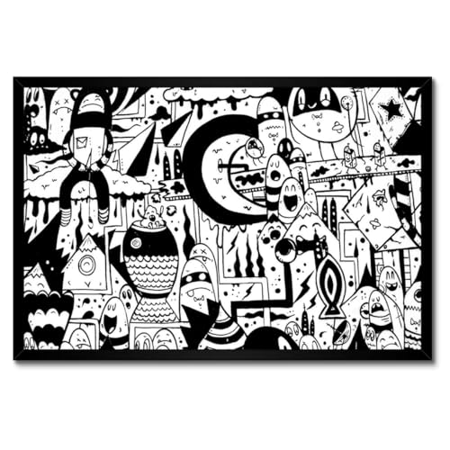 Poster encadré blanc premium 60x40 cm graffiti art urbain moderne
