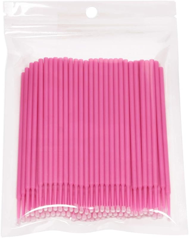 Mini Skater Hastes Aplicadoras para Cílios, Cabeça de 2,0 mm, Flexíveis, Rosa (Medium), Pacote com 100