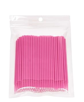 Mini Skater 100 Pcs Eyelash Cotton Swabs 2.0 mm Head Diameter Multipurpose Micro Applicators Dental Bendable Brush for Salon Home Personal Care Makeup Oral Using Pink Medium
