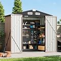 Breezestival 6x4FT Outdoor Storage Shed Brown