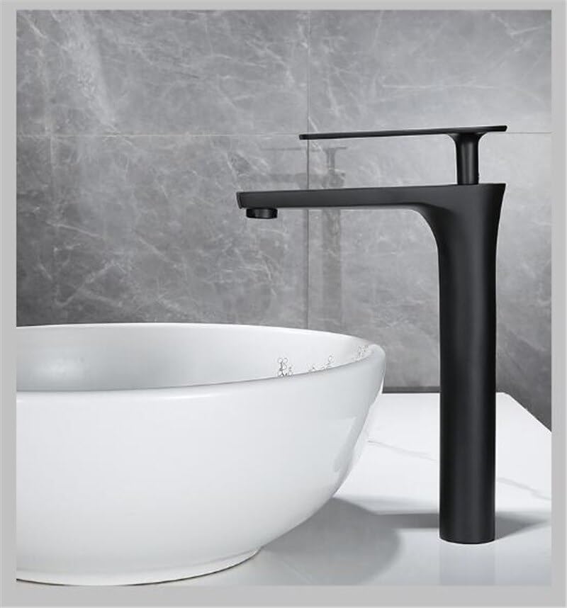 Mitigeur de lavabo de salle de bain noir mitigeur eau chaude et froide en laiton robuste
