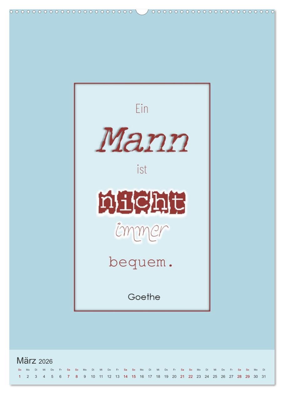 Was Mann über Frau wissen sollte und umgekehrt ... (hochwertiger Premium Wandkalender 2026 DIN A2 hoch), Kunstdruck in Hochglanz: Zitate und Sprüche in einem TYPO-Kalender ... (CALVENDO Menschen)