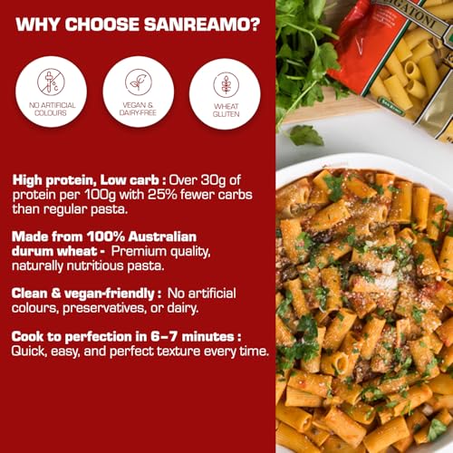 Image of San Remo Rigatoni Pasta- 500gms | Durum Wheat Semolina | No Maida | Ridged Tube Pasta for Chunky Sauces & Bakes | Vegan-Friendly (Pack of 2)