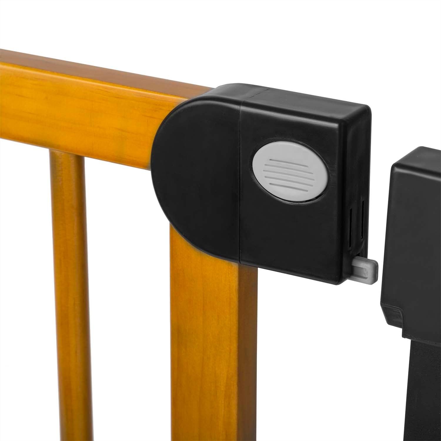 Nukido Barrière de Protection d'escalier, sans perçage, à 90°, pour bébé, Enfant, Largeur réglable, 76 à 104 cm, Marron et Noir, 104 x 77 cm