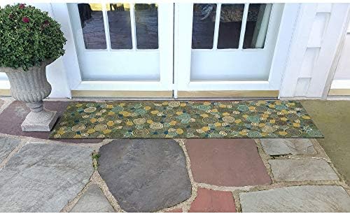 Liora Manne Visions III Contemporary Giant Swirls Indoor/Outdoor Runner Rug, 27" X 8', Green