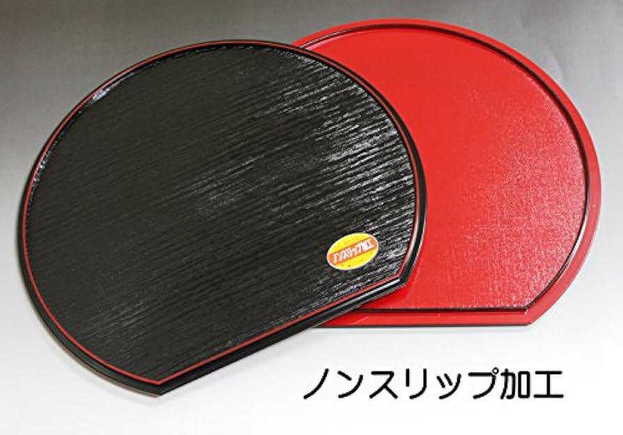 Amazon｜藤代工芸 両面半月膳（半月盆）5枚組 ノンスリップ加工