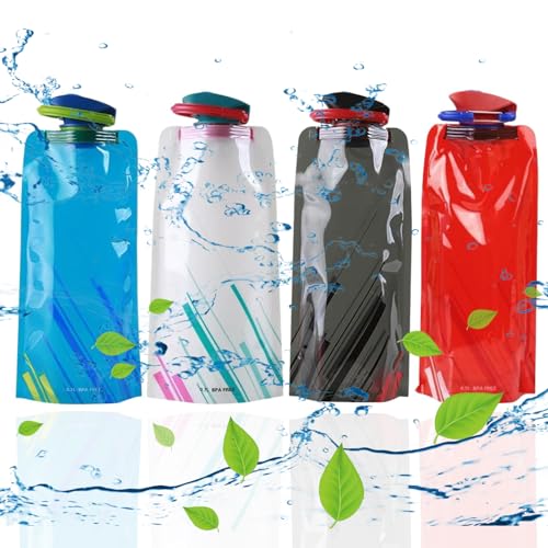 GGesii Cantimplora Botellas de agua plegables de 700 ml, botella de agua reutilizable BPAFree, para deportes al aire libre, ciclismo, senderismo, aventura y viajes (4 colores)