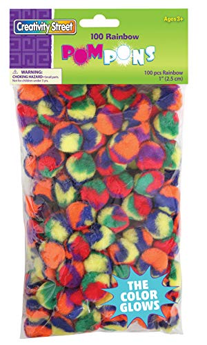 Creativity Street Pom Pons 100-Piece x 1 Inch, Rainbow