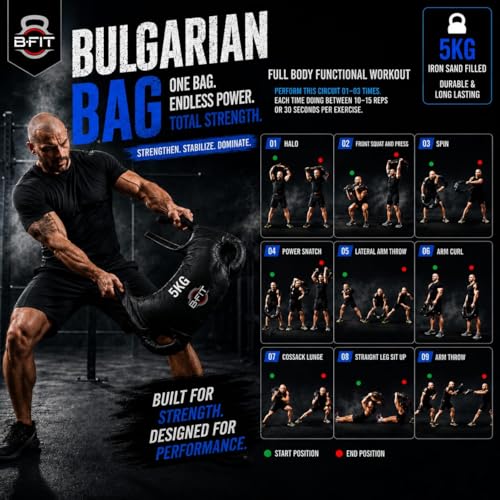 Image of B Fit Upgraded Bulgarian /Round Training Bag for Fitness Gym Training, Cross fit, Wrestling, Judo, Grappling, MMA, Full Body Workout.