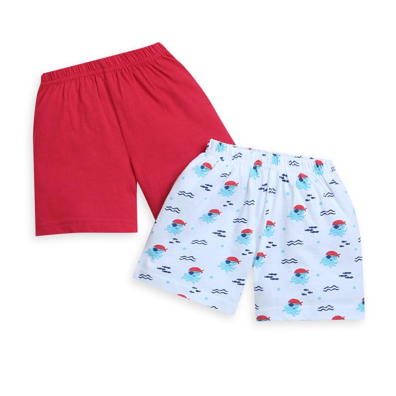 Image of BUMZEE Red & White Boys Shorts Pack of 2 Age - 6-12 Months (Peb8899)