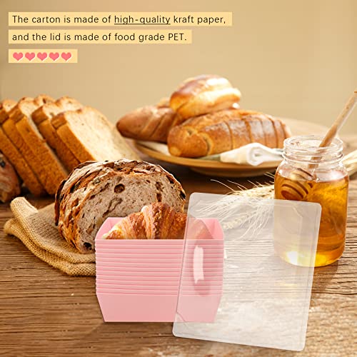 Cmkura 50 Pack 5" Square Pink Paper Food Containers Bakery Boxes With Secure Lids Cookie Containers Cake Boxes Disposable Charcuterie Boxes For All Kinds Of Snacks #TOP5