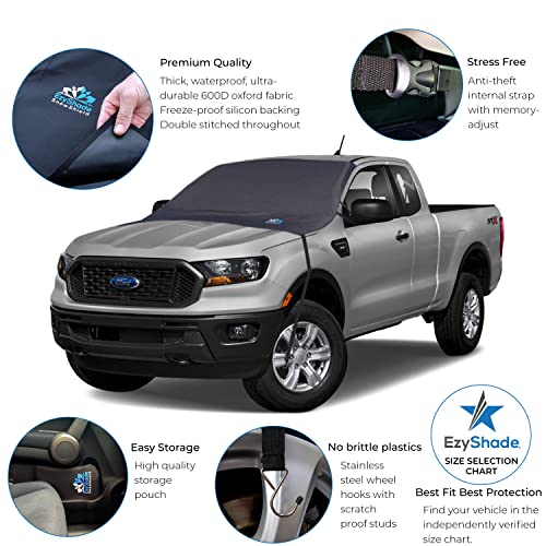 Ezyshade Windshield Snow Cover + Bonus Item. See Size-Chart With Your Vehicle. Car Windshield Cover For Car, Truck And Suv. Thick Auto Winter Protector Keeps Ice, Frost And Snow Off. Max (L) Size #TOP2