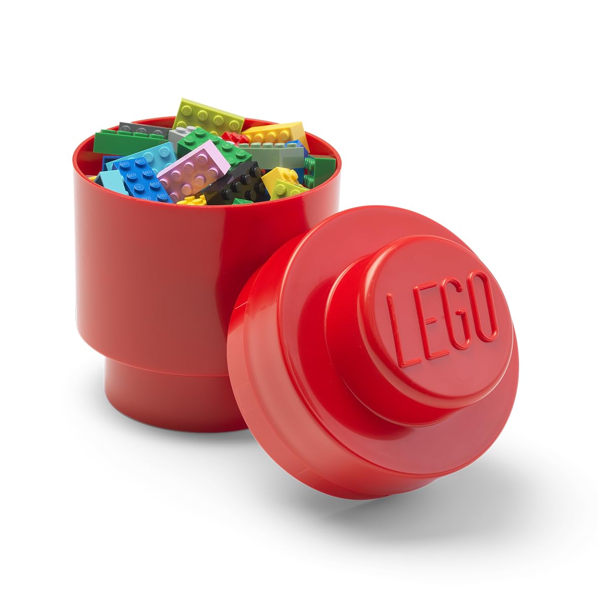 LEGO Red Storage Box Brick 1 Round Bright