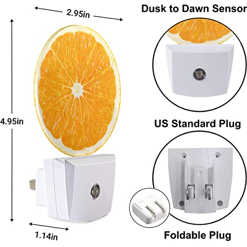 Image of Orange Slice Night Light Sweet Fruits Yellow Night Lights Plug into Wall 0.5W LED Lighting Auto on /Off for Hallway Stairway Kitchen Home Decor
