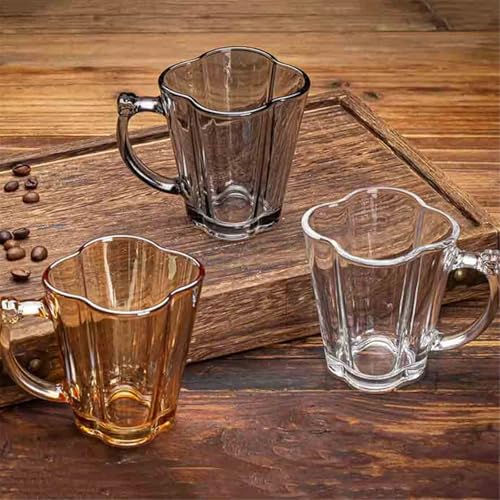 Vasos de agua vidrio con asas juego de 6 tazas de 7 oz color gris con soporte para mesa 6
