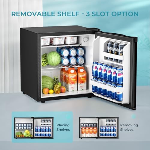 EUHOMY 1.7 Cu.Ft Mini Fridge, Reversible Single Door Compact Refrigerator, Energy Saving, Adjustable Thermostat, Mini Fridge for Bedroom, Office, Dorm, Black - 3