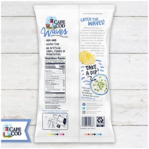Cape Cod Potato Chips, Wavy Cut Sea Salt Kettle Chips, 7.5 Oz #TOP5