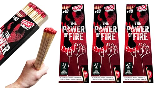 jameitop® Pack de 5 boîtes XXL d'allumettes – Allumettes premium extra longues de 20 cm, 200 pièces par set, idéal pour le camping, le barbecue, les aventures en...