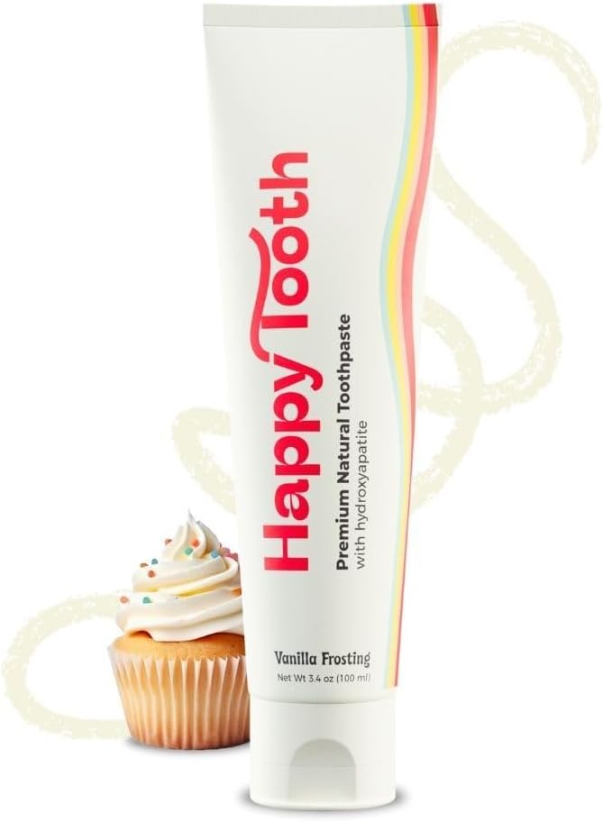 Hydroxyapatite Toothpaste, Fluoride Free, Natural Whitening for Kids, Toddlers and Adults, SLS Free, Enamel Safe, Dentist Formulated with Clean Ingredients, Vanilla Frosting Flavor, 3.4oz