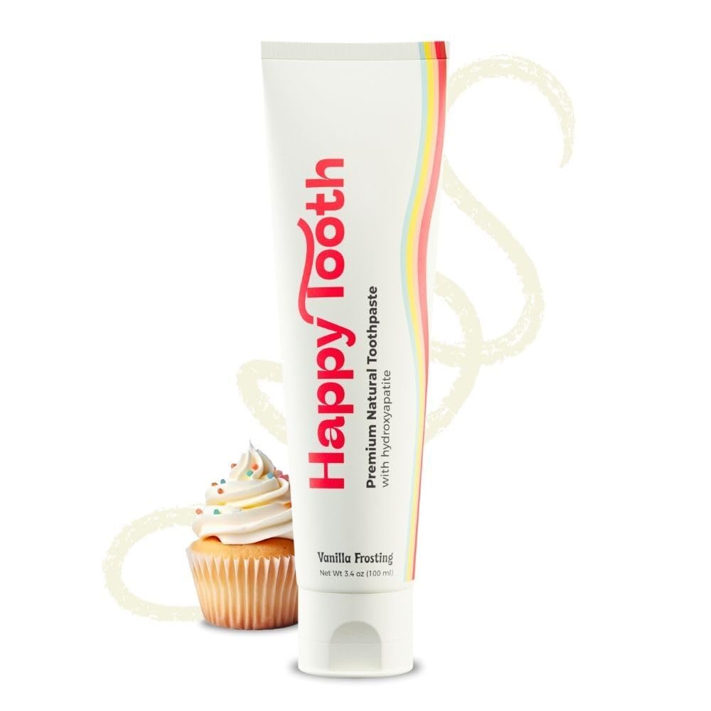 Happy Tooth Hydroxyapatite Toothpaste Fluoride Free Natural Whitening for Kids Toddlers and Adults SLS Free Enamel Safe Dentist