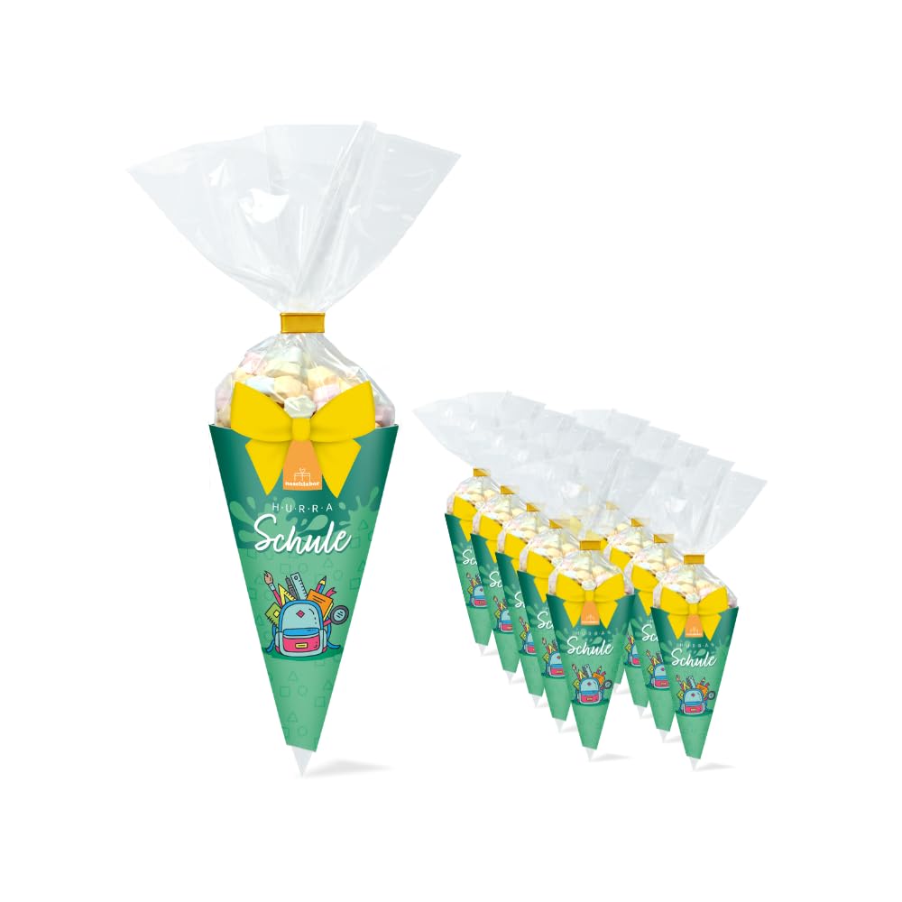 Schultüte - Hurra Schule 40g Marshmallows | Zum Verschenken | Kinder Geschenk | Einschulung | Schulstart | Perfekt für die Schultüte | Leckere Nascherei zum Schulanfang