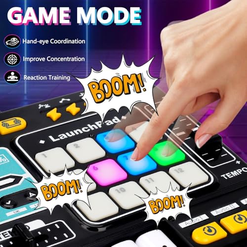 image for Tsomtto Kids DJ Mixer Controller Table Musical Toy with LED Lights Sou