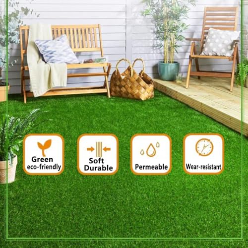 Césped artificial exterior de 3x4m y 20mm de altura con drenaje para terraza 8