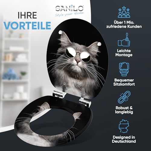 Sanilo Soft Close Toilet Seat, Wide Choice of New Toilet Seats, Stable Hinges, Easy to Mount (Cool Cat), Multicolor, 47 cm x 37.7 cm - Image 2