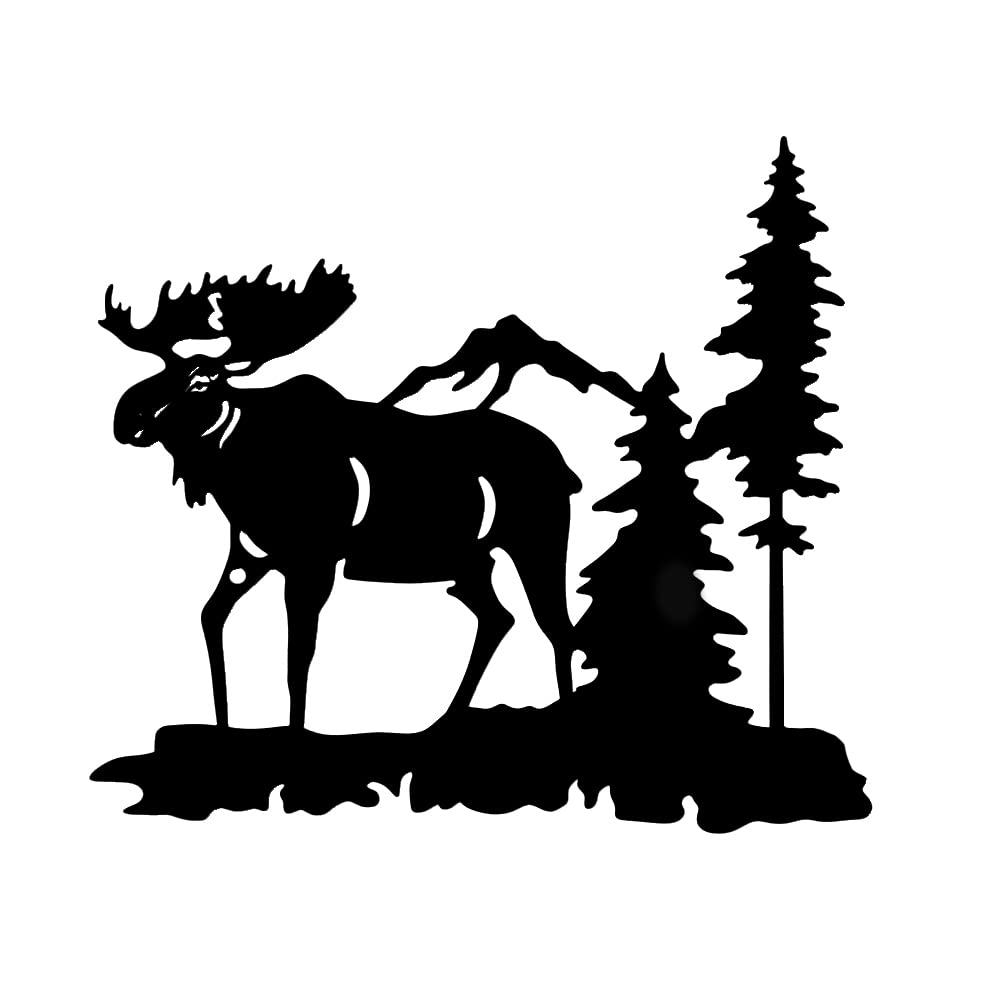 Metal Rustic Bear wall Art Decor, 9.3inch Laser Cut Metal Deer Hanging Woodland Moose Décor for Indoor Outdoor Living Room Bedroom Bathroom Kitchen Lodge Cabin Style(Deer, Deer B)