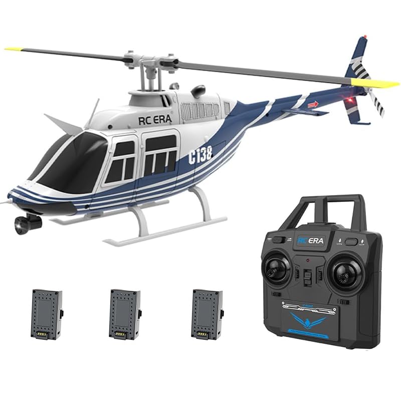 1/30 Scale C138 RC Helicopter with Camera, 2.4G 6CH Remote Control Aircraft with Altitude Hold and Optical Flow Positioning, One-Key Takeoff/Landing, for Adults Gift