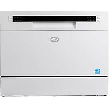 BLACK+DECKER Countertop Dishwasher, Counter Dishwasher with 6 Wash Programs, 6-Place Setting Capacity, Stainless Steel Interior, ENERGY STAR Certified, BCD6SD, White