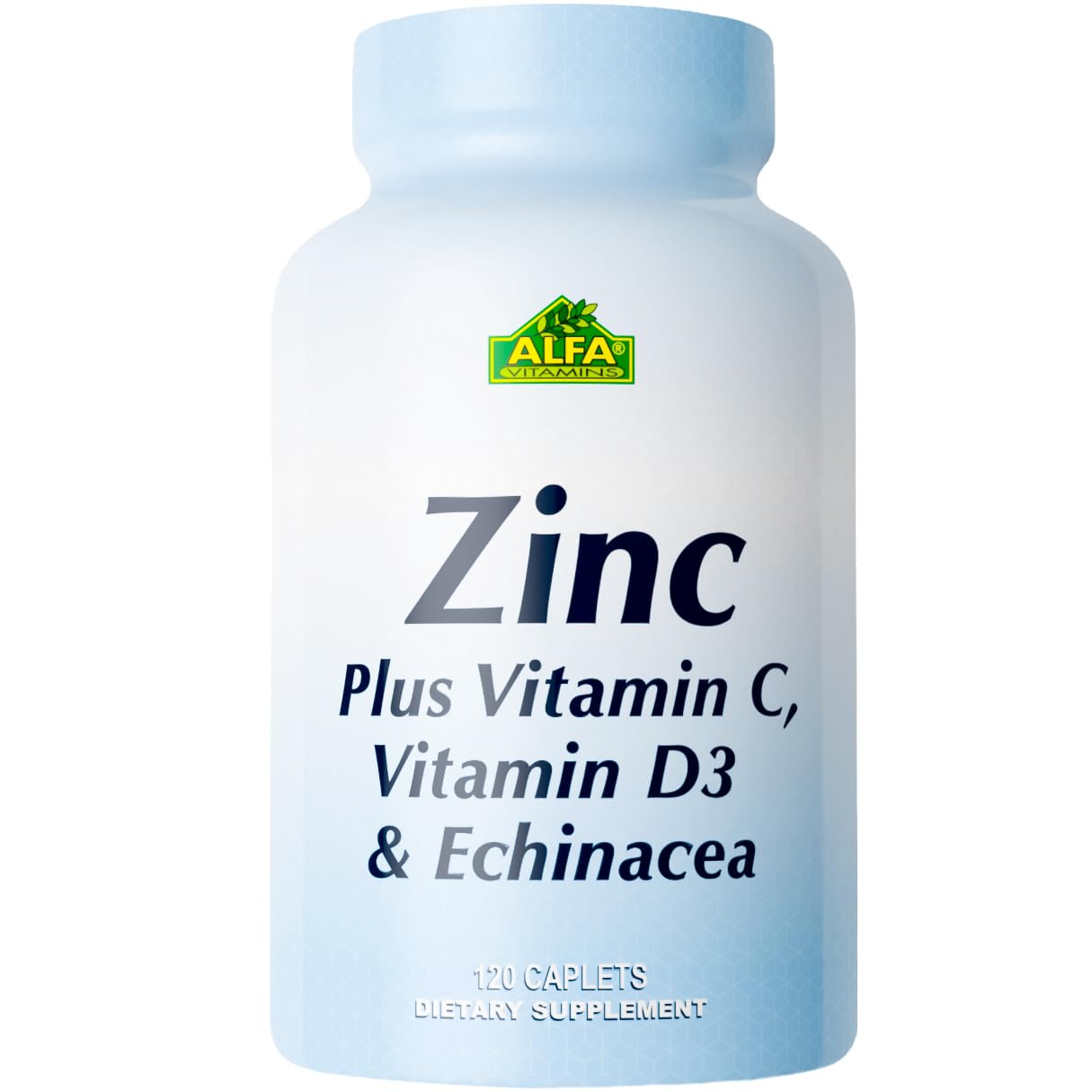 ALFA VITAMINS Zinc + Vitamin C, D3 & Echinacea Supplements, Immune Support Formula with Enhanced Absorption, Supports Bone Health, Immune Function, and Antioxidant Protection, 120 Caplets