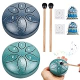 Fácil de transportar: Tongue Drum tiene un tamaño de bolsillo pequeño y se puede llevar a cualquier lugar; puede usar las baquetas incluidas o los dedos para tocar; Las pegatinas de partituras facilitan el aprendizaje y la interpretación de los principiantes.