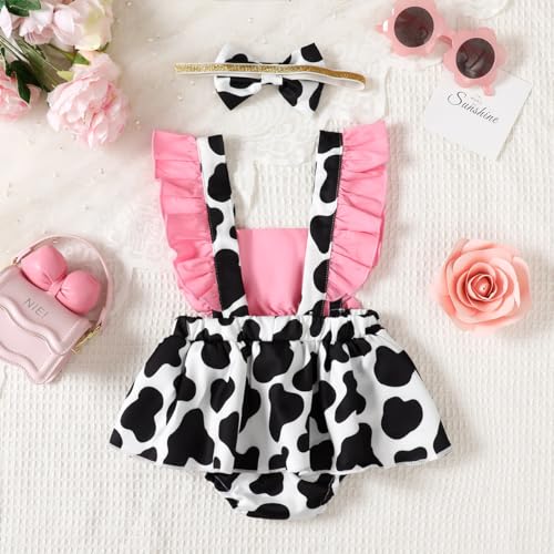 Baby Girl 1st Birthday Outfit Infant Girl First Birhtday Bodysuit Baby Cow Birthday Backless Outfit3