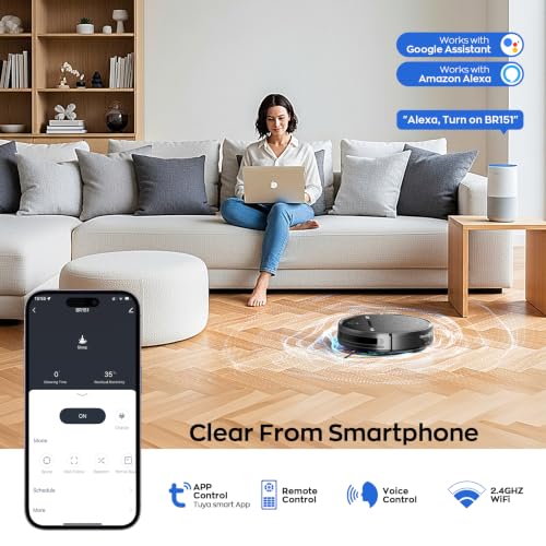 Image of MANVN Robot Vacuum and Mop Combo for Pet Hair, Robotic Vacuum for Hard Floors and Carpets, 2.87'' Ultra-Slim, with 3D Obstacle Avoidance, Wi-Fi /App /Voice Controlled, Self-Charging